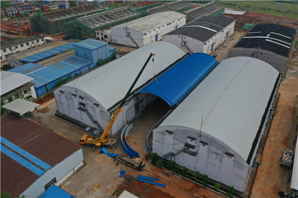 糧食儲備庫倉間罩棚拱形屋頂工程案例解析糧食儲備庫倉間罩棚結(jié)構(gòu)圖